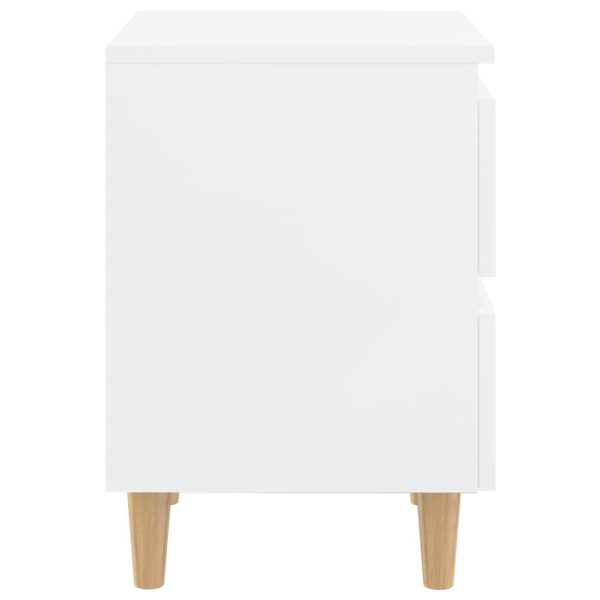 Tualatin Bed Cabinet with Solid Pinewood Legs 40x35x50 cm – High Gloss White, 1