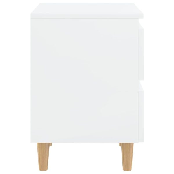 Tualatin Bed Cabinet with Solid Pinewood Legs 40x35x50 cm – High Gloss White, 2