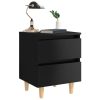 Tualatin Bed Cabinet with Solid Pinewood Legs 40x35x50 cm – High Gloss Black, 2