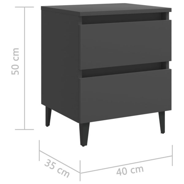 Rohnert Bed Cabinet 40x35x50 cm Engineered Wood – Grey, 1