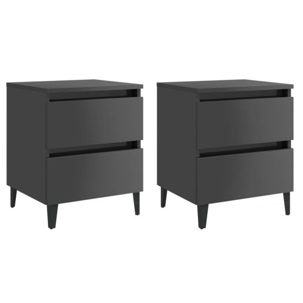 Rohnert Bed Cabinet 40x35x50 cm Engineered Wood – High Gloss Grey, 2