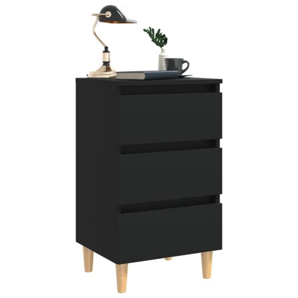 Chapeltown Bed Cabinet with Solid Wood Legs 40x35x69 cm – Black, 2