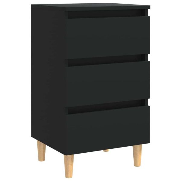 Chapeltown Bed Cabinet with Solid Wood Legs 40x35x69 cm – Black, 2