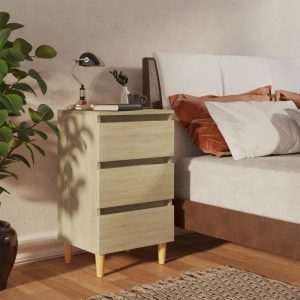 Chapeltown Bed Cabinet with Solid Wood Legs 40x35x69 cm – Sonoma oak, 1