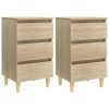 Chapeltown Bed Cabinet with Solid Wood Legs 40x35x69 cm – Sonoma oak, 2