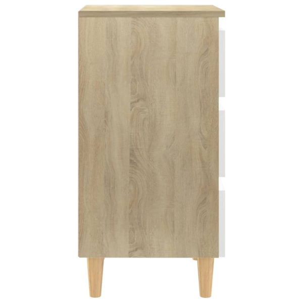Chapeltown Bed Cabinet with Solid Wood Legs 40x35x69 cm – White and Sonoma Oak, 1
