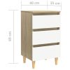 Chapeltown Bed Cabinet with Solid Wood Legs 40x35x69 cm – White and Sonoma Oak, 1