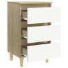 Chapeltown Bed Cabinet with Solid Wood Legs 40x35x69 cm – White and Sonoma Oak, 2