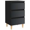 Chapeltown Bed Cabinet with Solid Wood Legs 40x35x69 cm – High Gloss Black, 1