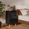Chapeltown Bed Cabinet with Solid Wood Legs 40x35x69 cm – High Gloss Black, 1
