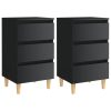 Chapeltown Bed Cabinet with Solid Wood Legs 40x35x69 cm – High Gloss Black, 2