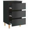 Chapeltown Bed Cabinet with Solid Wood Legs 40x35x69 cm – High Gloss Black, 2