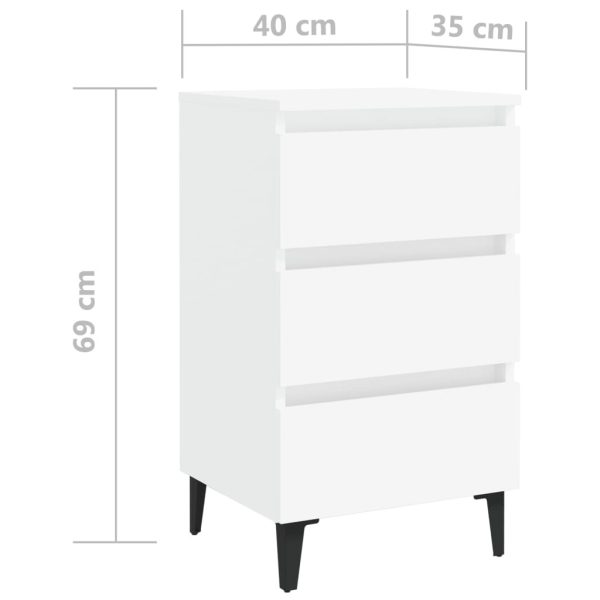 Pendlebury Bed Cabinet with Metal Legs 40x35x69 cm – White, 1