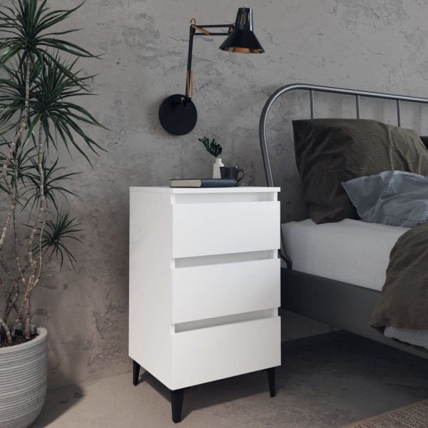 Pendlebury Bed Cabinet with Metal Legs 40x35x69 cm – White, 1