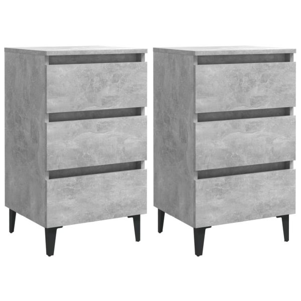 Pendlebury Bed Cabinet with Metal Legs 40x35x69 cm – Concrete Grey, 2