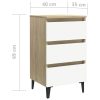 Pendlebury Bed Cabinet with Metal Legs 40x35x69 cm – White and Sonoma Oak, 1