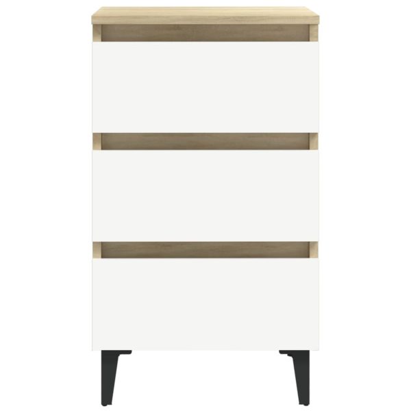 Pendlebury Bed Cabinet with Metal Legs 40x35x69 cm – White and Sonoma Oak, 2