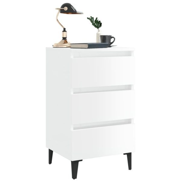 Pendlebury Bed Cabinet with Metal Legs 40x35x69 cm – High Gloss White, 2