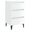 Pendlebury Bed Cabinet with Metal Legs 40x35x69 cm – High Gloss White, 2