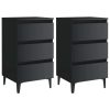 Pendlebury Bed Cabinet with Metal Legs 40x35x69 cm – High Gloss Black, 2