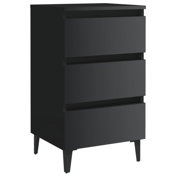 Pendlebury Bed Cabinet with Metal Legs 40x35x69 cm – High Gloss Black, 2