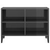 Ecorse TV Cabinet with Metal Legs – 69.5x30x50 cm, High Gloss Grey