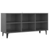 Ecorse TV Cabinet with Metal Legs – 103.5x30x50 cm, High Gloss Grey