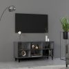 Ecorse TV Cabinet with Metal Legs – 103.5x30x50 cm, High Gloss Grey
