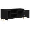Washougal TV Cabinet with Solid Wood Legs 103.5x35x50 cm – Black