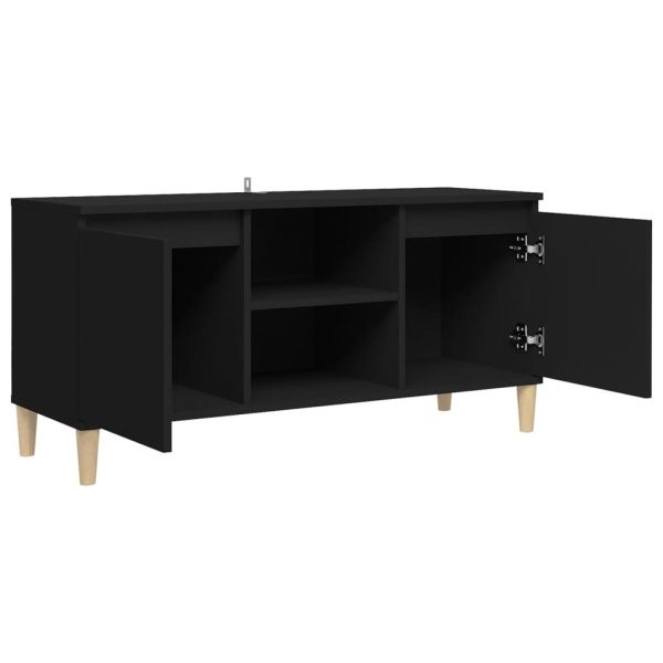 Washougal TV Cabinet with Solid Wood Legs 103.5x35x50 cm – Black