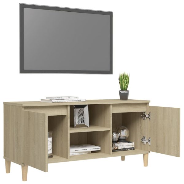 Washougal TV Cabinet with Solid Wood Legs 103.5x35x50 cm – Sonoma oak