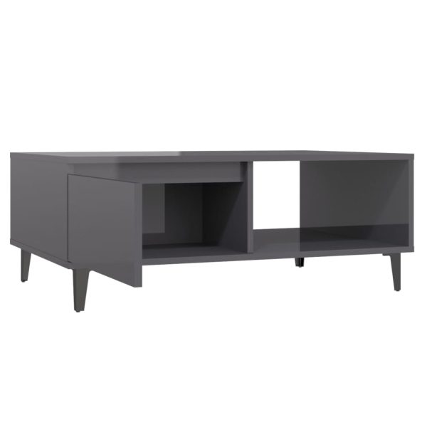Coffee Table 90x60x35 cm Engineered Wood – High Gloss Grey