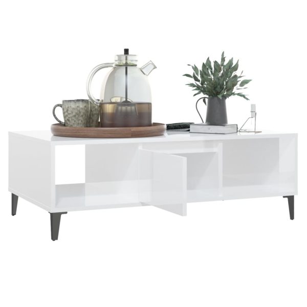Coffee Table 103.5x60x35 cm Engineered Wood – High Gloss White