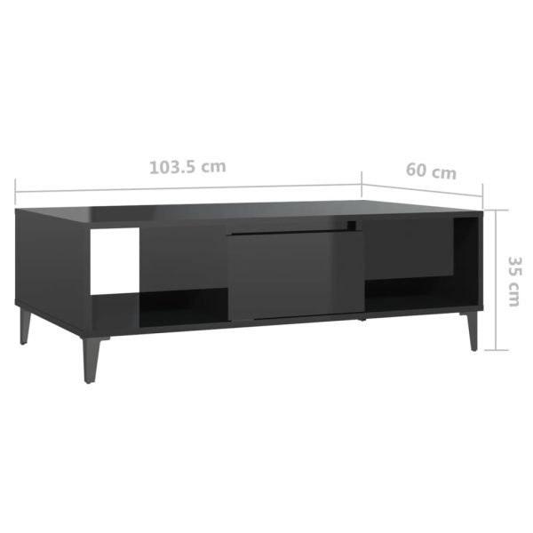 Coffee Table 103.5x60x35 cm Engineered Wood – High Gloss Black