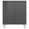 Sideboard with Solid Wood Legs 60x35x70 cm Engineered Wood – High Gloss Grey