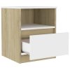 Tidworth Bed Cabinet 40x40x50 cm Engineered Wood – White and Sonoma Oak, 2