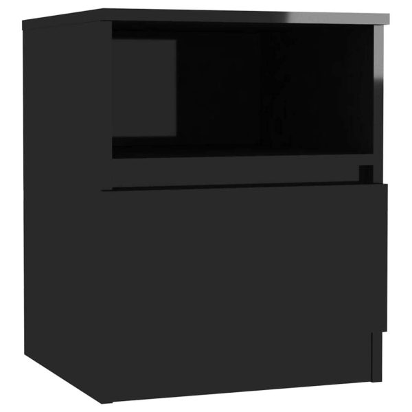 Tidworth Bed Cabinet 40x40x50 cm Engineered Wood – High Gloss Black, 1