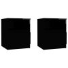 Tidworth Bed Cabinet 40x40x50 cm Engineered Wood – High Gloss Black, 2