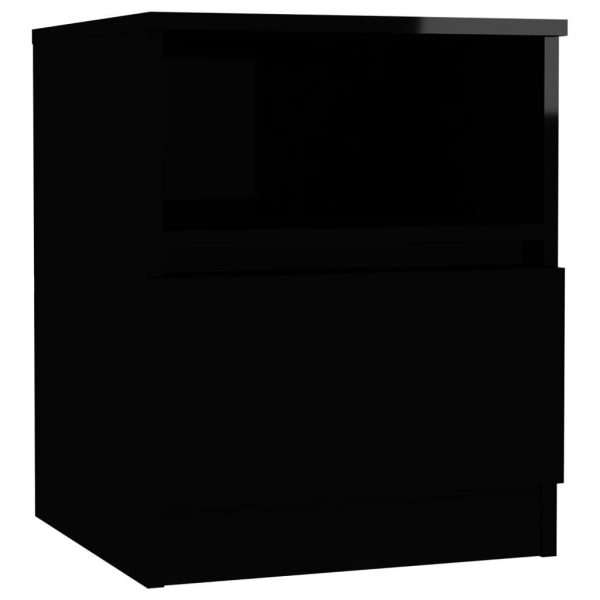 Tidworth Bed Cabinet 40x40x50 cm Engineered Wood – High Gloss Black, 2