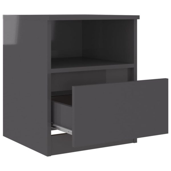 Tidworth Bed Cabinet 40x40x50 cm Engineered Wood – High Gloss Grey, 2