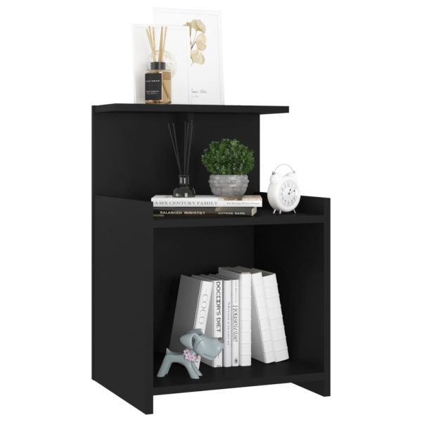 Duluth Bed Cabinet 40x35x60 cm Engineered Wood – Black, 2