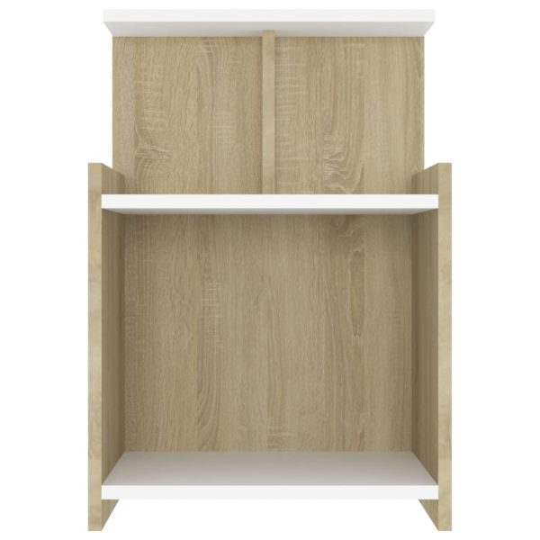 Duluth Bed Cabinet 40x35x60 cm Engineered Wood – White and Sonoma Oak, 1
