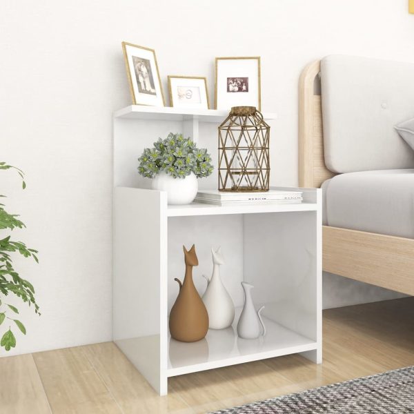 Duluth Bed Cabinet 40x35x60 cm Engineered Wood – High Gloss White, 1