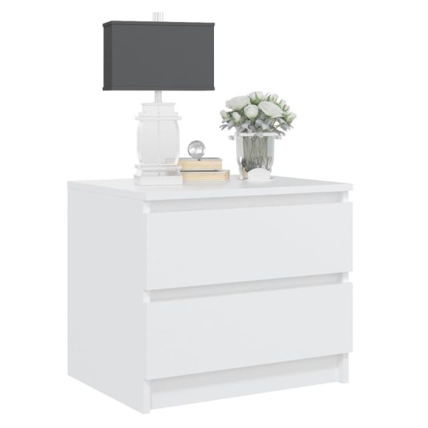 Canford Bed Cabinet 50x39x43.5 cm Engineered Wood – White, 1