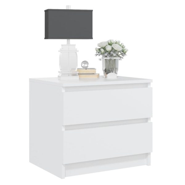 Canford Bed Cabinet 50x39x43.5 cm Engineered Wood – White, 2