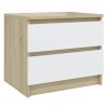 Canford Bed Cabinet 50x39x43.5 cm Engineered Wood – White and Sonoma Oak, 1