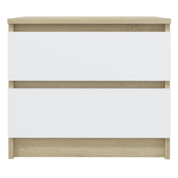 Canford Bed Cabinet 50x39x43.5 cm Engineered Wood – White and Sonoma Oak, 2