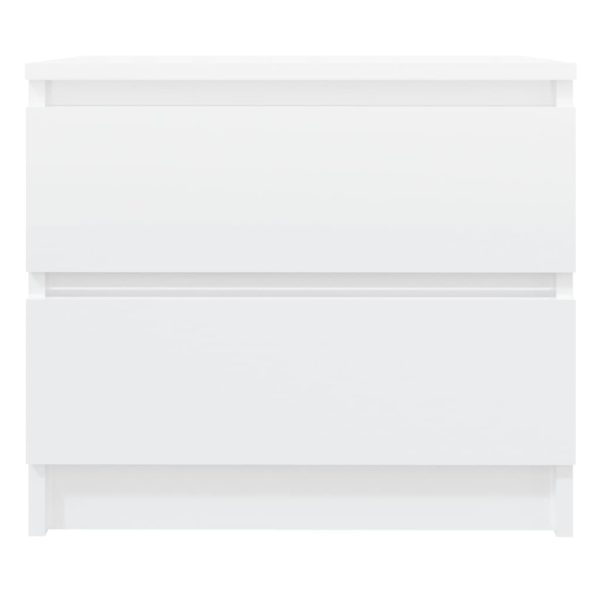 Canford Bed Cabinet 50x39x43.5 cm Engineered Wood – High Gloss White, 2