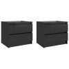 Canford Bed Cabinet 50x39x43.5 cm Engineered Wood – High Gloss Black, 2