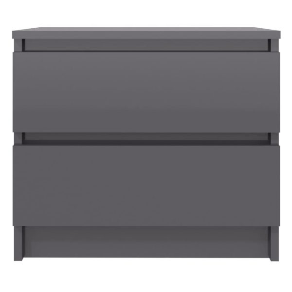 Canford Bed Cabinet 50x39x43.5 cm Engineered Wood – High Gloss Grey, 1